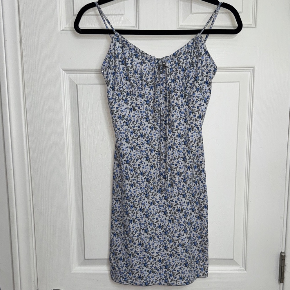 Floral Blue Spaghetti Strap Dress